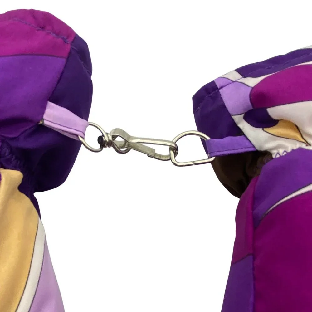 Emilio Pucci Purple Multicolor Graphic Ski Mittens